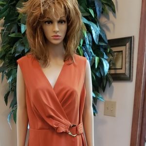 Burnt Orange Lined Sleeveless Calvin Klein Dress